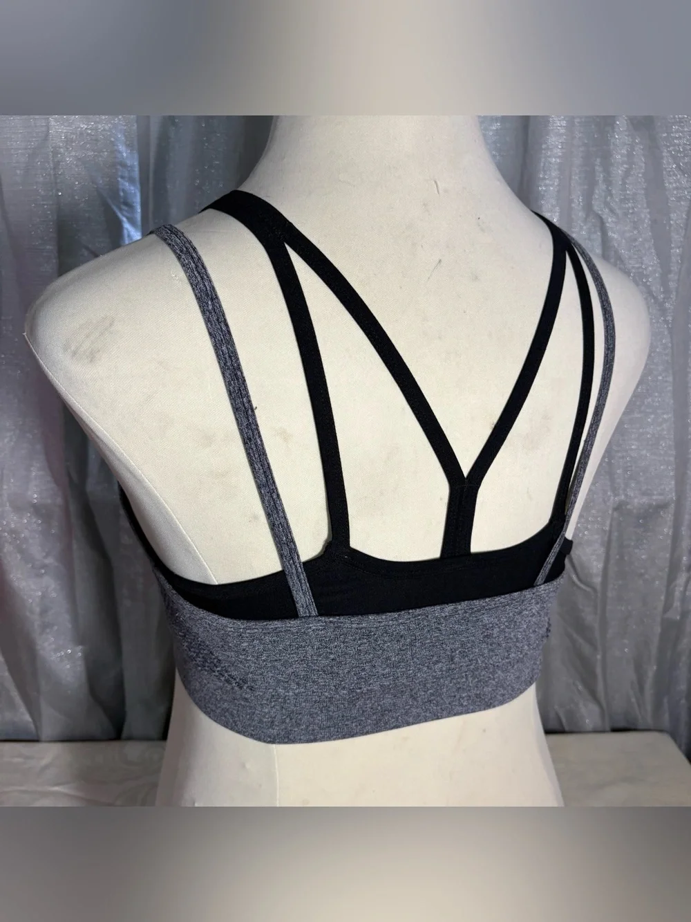 Athletic Works Gray and Black Front-Zip double layer  Sports Bra